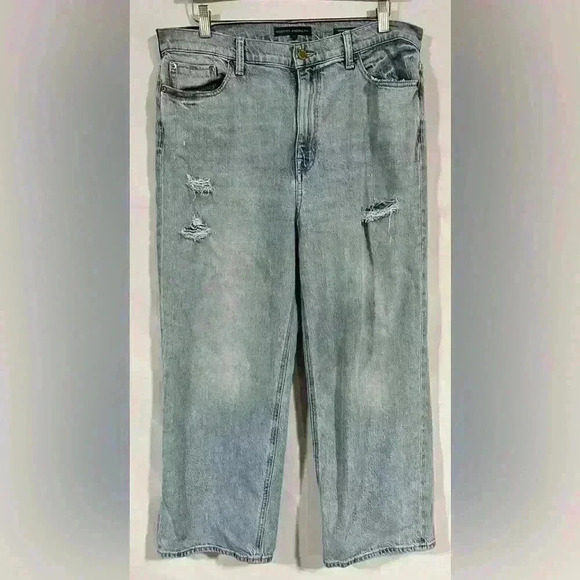 Modern American "Savannah" high waist wide leg distressed jeans size 32 - Picture 4 of 9